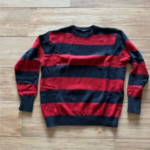 Brandy Melville Red and Blue Striped Crewneck Sweater
